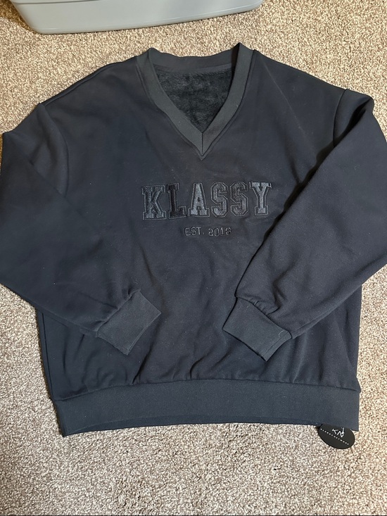 Klassy Network Sweaters - Klassy Network V-Neck Fleece Sweatshirt, Size L